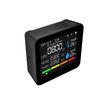 미세먼지측정기 9in1 대기질 모니터 CO2 미터 이산화탄소 검출기 TVOC HCHO PM2.5 PM1.0 PM10 온도 습도 감지 앱 제어, 체코, Black