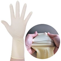 라텍스장갑 손목 긴 위생용고무장갑 식품용 요리 파우더프리 대용량 100매, L