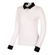 [테일러메이드]22FW 여성 원포인트 카라 배색 니트 TWSRL7123-100
