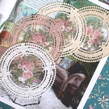 로즈자수 티코스터 레이스 컵받침(4colors), 화이트