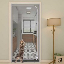 펫도어 안전문 고양이 베란다 캣도어 방묘문 방묘창 울타리, 고양이방묘문-화이트_S(90x220cm)