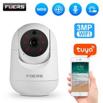 CCTV Fuers-3MP IP 카메라 Tuya 스마트 홈 실내 와이파이 무선 감시 자동 추적 보안 아기 애완 동물, 미국 플러그, 3MP camera