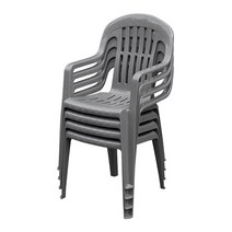 [공룡플라스틱] 야외용 플라스틱 팔걸의 의자(안락의자) 4개 세트, 안락의자 4개(회색)