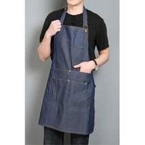 목끈조절 주머니 두껍고 뻣뻣한 청앞치마 남성앞치마 스타일리쉬 오븐앞치마
