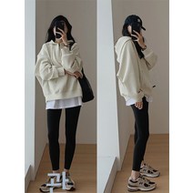 터틀넥 후드 여 디자인 소울 반집업 코트 봄가을 오버사이즈 상의