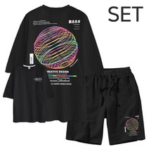 남녀공용 빅사이즈 5부오버핏 오션 + 반바지 오션 트레이닝세트