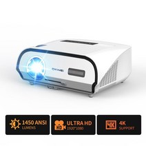 4K 프로젝터 미니 휴대용 경험이 있는 4k 풀 hd 스마트폰용 홈 시어터 시네마 야외 영화 빔 1450 ansi 루멘, a12 화이트, 미국 플러그