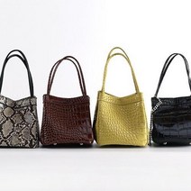 코코제이2 크로커다일 스퀘어 토트백 (라임 블랙 브라운 파이톤)