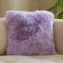 천연 양모 장모 인테리어 쿠션 예쁜 거실 침실 아이방 아기방 쇼파 양털쿠션, 퍼플