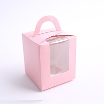 머핀상자 포장 컵케이크 쿠키 투명창 상자, 1구-핑크