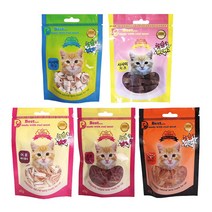 캣몽 40g 5종 콤보 5개 고양이 간식 치킨 오리 어포 대구 슬라이스 사사미, 치즈 사사미
