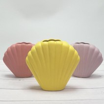 조개 북유럽 세라믹 도자기 선물 기념 축하 펜션 카페 개업 마카롱 파스텔 화병 꽃병, 보라