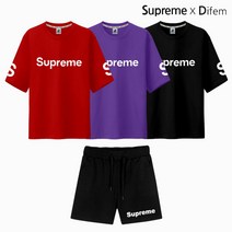 슈프림 정품 5부오버핏반팔 슈프림빅슬리브+반바지 체커 트레이닝복 상하의 세트