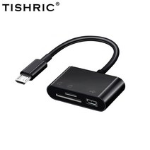 카드리더기 usb sd card TISHRIC-3 인 1 카드 리더기 안드로이드 마이크로 USB U 디, 02 Black Card Reader