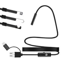 방수 내시경 3 in 1 c타입 마이크로 USB 6 LED 검사 카메라 유연한 와이어 자동 산업용, 01 Black_01 5m