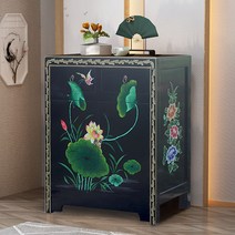 사방탁자 자개장농 약장 고가구 빈티지 우드 수납함, 검은색 70x40x80cm