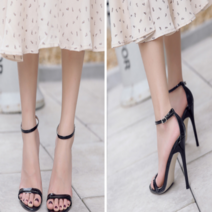 20대 여성 스터드 발목끈 발목 스트랩 구두 9cm