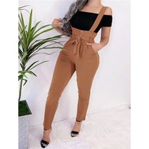 키작녀슬랙스 여성 streetwear 긴 바지 붕대 디자인 버튼 포켓 장식 하이 웨이스트 연필 바지 레이디 슬림 엉덩이 어깨 끈 바지