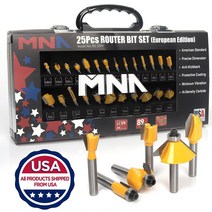 MNA Eu 트리머 루터 루타 라우터 루터기 홈파기 날 목공 비트 셋트 14 25P