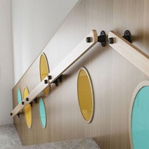 벽부형 손스침 원목 계단 핸드레일 마운팅 안전 손잡이 지지대 장애우 복도 경사로 노약자, 180cm 고정대2개