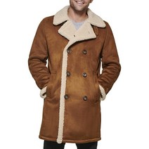 Dockers 남성용 인조 시어링 중간 길이 오버코트 코냑.