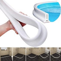화장실 샤워부스 욕실 방수 물막이 쫄대 문지방 파티션 스틱 50-100cm 실리콘 마개 차단제 스트립 자체 접착 바닥 도어 바 건조 및 습식 분리 씰링, 회색, 100cm