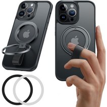 정품 TORRAS Compatible for 맥세이프 폰 Grip 홀더 Removable 마그네틱 Ring Kickstand 아이폰 14 13 12 11 ProMax플러스 미니 S, Space Black