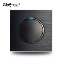 Wallpad L6 블랙 메탈 1 갱 2 웨이 벽 조명 스위치 알루미늄 플레이트 블루 LED 표시기가있는 랜덤 클릭 푸, 한개옵션0