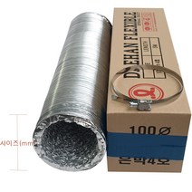 알루미늄닥트호스5미터-1개 닥트호스밴드-1개 SET 75mm~300mm 알루미늄덕트호스 환풍기자바라 환기구 주름관 은박자바라 후렉시블자바라 AL자바라 닥트호스 밴드를 한번에, 알루미늄닥트호스100mm-5M-1개/밴드100mm-1개