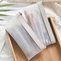 내구성 좋은 반투명 소재 다용도 필통 파스텔 투명 파우치, 3.블루