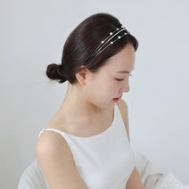 엘블랑꼬 세줄믹스 웨딩촬영 진주 큐빅 머리띠 셀프웨딩 헤어밴드 브라이덜샤워 연주회