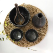 막사발 막걸리병 막걸리잔 세트 동동주 전통주 감성 나만의 인생 한병 술잔 도자기 옹기, 술병(손잡이)세트