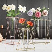 호텔 연회장 꾸미기 유리 인테리어화병 식탁화병 화병장식 조화, 프레임꽃병 로즈골드 대