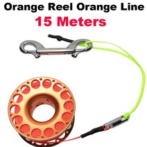 스쿠버 다이빙 SMB 안전 소시지 표면 부이 소형 휴대용 내구성 15 20 30m 스쿠버 다이빙 알루미늄 합금 스풀 핑거 릴 스테인레스 스틸 더블 엔드 후크 smb 장비 동굴, 2-오렌지 플랫 라인 15m