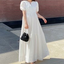 [썬데이베스트/무배] 물결카라자수롱원피스 자수원피스 프릴롱원피스 밴딩원피스 밴드원피스 스트링원피스 시원한원피스 휴양지원피스 여행원피스 여성롱원피스 임산부원피스 임부복원피스 (1co