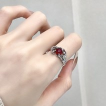 저스트윈 보석 반지 미적 붉은 돌 여성의 액체 빈티지 쥬얼리 액세서리