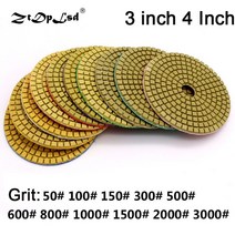 ZtDpLsd-3 인치4 인치 드라이 폴리시 패드 샌딩 디스크 대리석 화강암 폴리셔 유연한 스톤 세라믹 타일 본드 페이드 샌더 그라인드 수공구, 100, 3Inch