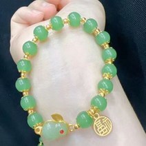 옥팔찌 불교팔찌 천연원석 비즈 큐빅 럭셔리 빈티지 페이드 인조퍼 헤티안 옥 구슬 팔찌 파티 웨딩 주얼리 여성