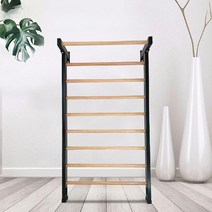 우드 월바 턱걸이 기구 철봉바 등반 늑목 사다리 운동, 나무 프레임 (2.28m x 1m)