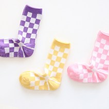 국내산 꼬까참새 양말 체크메이트 3p 퍼플/옐로우/핑크_쥬니어/키즈 유아동 패션양말