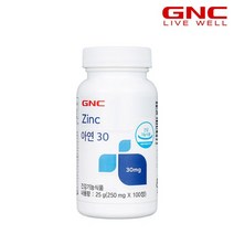 GNC 건강식품 비타민 비타민C [GNC] 아연 30 (100정) 100일분, 상세 설명 참조, 단일옵션