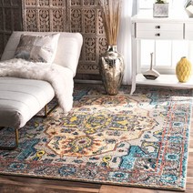 프리미엄러그/거실러그 [해외]nuLOOM Distressed Abstract Vintage Oriental Grey Border Rug (4 x 6) by Nuloom 수입카페트/수입러그/거실카페트