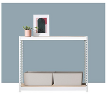 스피드랙 무볼트 조립식 앵글 철제 선반 2단 1500 x 400 x 750, 화이트:12mm 강화 MDF 보드