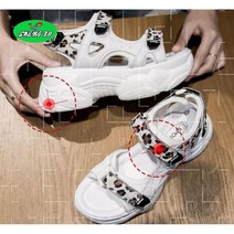 SHENGBO호피무늬 벨크로 스트랩 플랫폼 어글리슈즈 샌들통굽6.5cmNO.001QDR2L