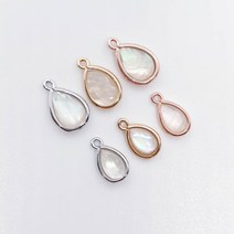 화이트펄 오로라 물방울펜던트(사이즈2) 데일리 목걸이만들기 팔찌재료 팔찌만들기 심플목걸이, 16mm, OR(실버)