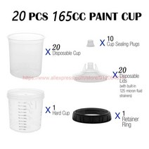 트리머 20 피스 페인트 어댑터 스프레이건 믹싱 컵 탱크 클리아 없음 165/400/600ml 일회용 H/O 빠른, [07] 165ML 20PCS