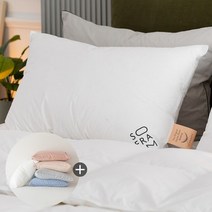 [소프라움] 사르르 헝가리 구스 베개솜+베개커버 세트 50x70 중량선택, 솜1000g(MDS22AS01P12WH50x70), 커버1장_블루(MDS22SC12201BL50x70)