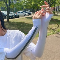 UV자외선차단 골프 손가락 시원한 쿨토시 여성 남성 등산 러닝 사이클 조깅 달리기 팔토시 여름 봄 테니스, 화이트