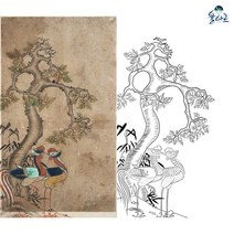 봉황도 4 민화 도안 본그림 민화그리기 본 공모전 취미 원데이클래스 컬러링 수업자료 민화본, 일반용지(얇은 백상지), 대형(추천)