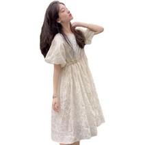 벌룬 소매 린넨 임부복 빅사이즈 여름원피스 쉬폰 레이스 디라벨 링클프리 임산부출근룩